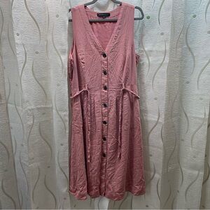 Elegant Pink Button-Down Midi Dress